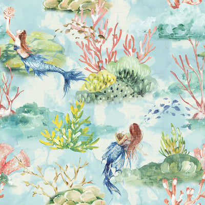 product image of Mermaid Toile Peel & Stick Wallpaper in Sea Glass 575