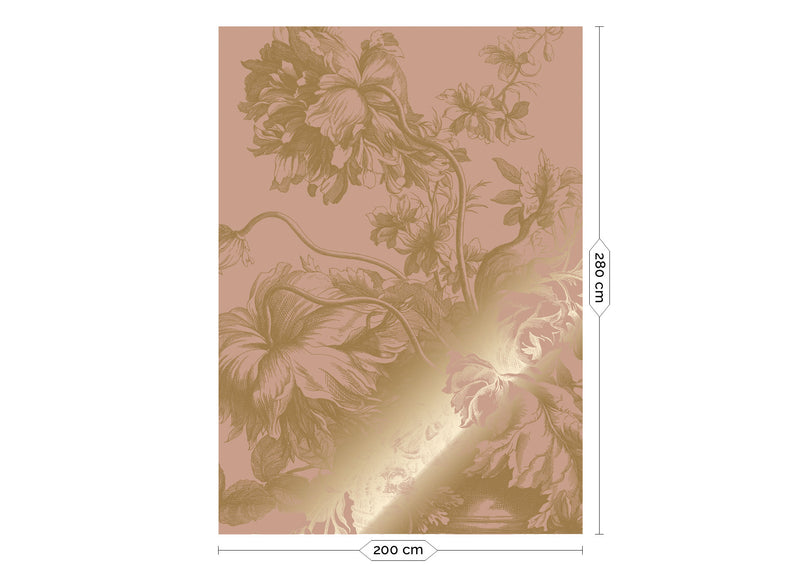 media image for Gold Metallic Wall Mural No. 1 Engraved Flowers in Nude 29