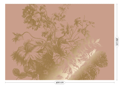 product image for gold metallic wall mural no 1 engraved flowers in nude by kek amsterdam 4 42