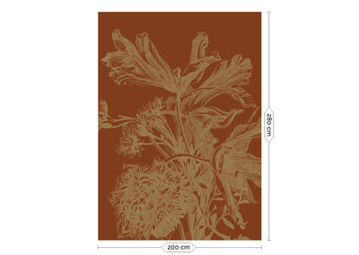 product image for Gold Metallic Wall Mural in Engraved Flowers Terra 73