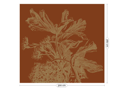 product image for Gold Metallic Wall Mural in Engraved Flowers Terra 69