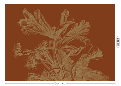 product image for Gold Metallic Wall Mural in Engraved Flowers Terra 39