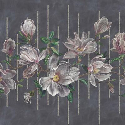 product image of Magnolia Frieze Wall Mural in Charcoal and Pink from the Folium Collection by Osborne & Little 550