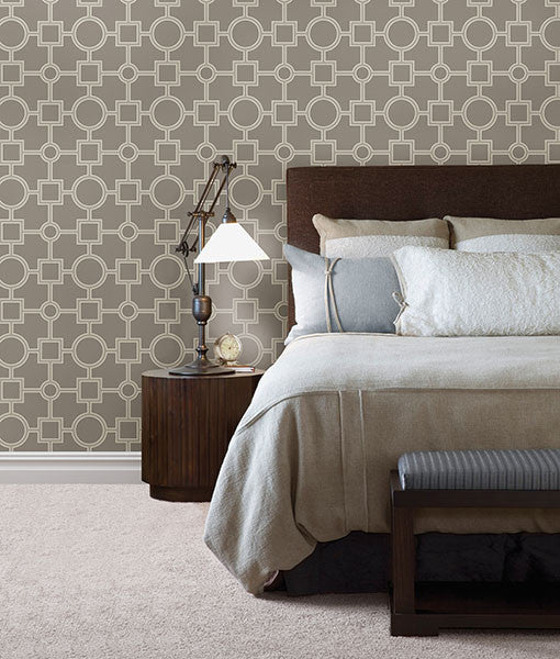 media image for Matrix Light Grey Geometric Wallpaper from the Symetrie Collection by Brewster Home Fashions 299
