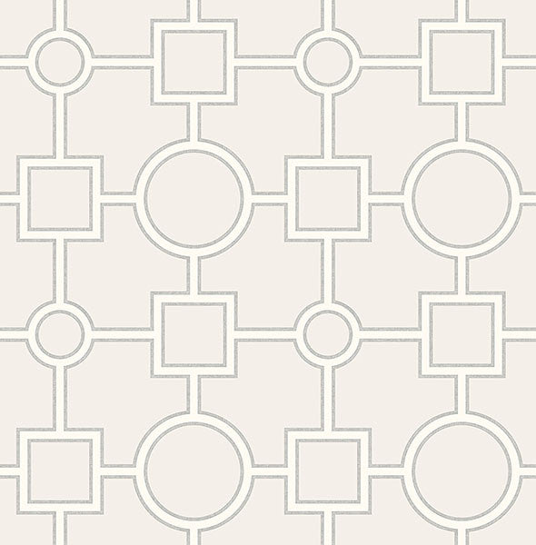 media image for Matrix Light Grey Geometric Wallpaper from the Symetrie Collection by Brewster Home Fashions 211