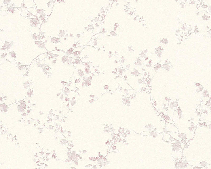 media image for Mea Cottage Floral Wallpaper in White and Purple by BD Wall 289
