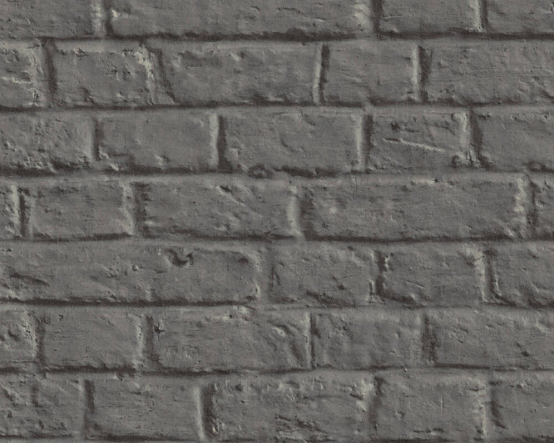 media image for Melora Faux Brick Wallpaper in Black and Grey by BD Wall 283