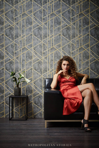 product image for Merida Deco Wallpaper in Grey and Gold by BD Wall 17