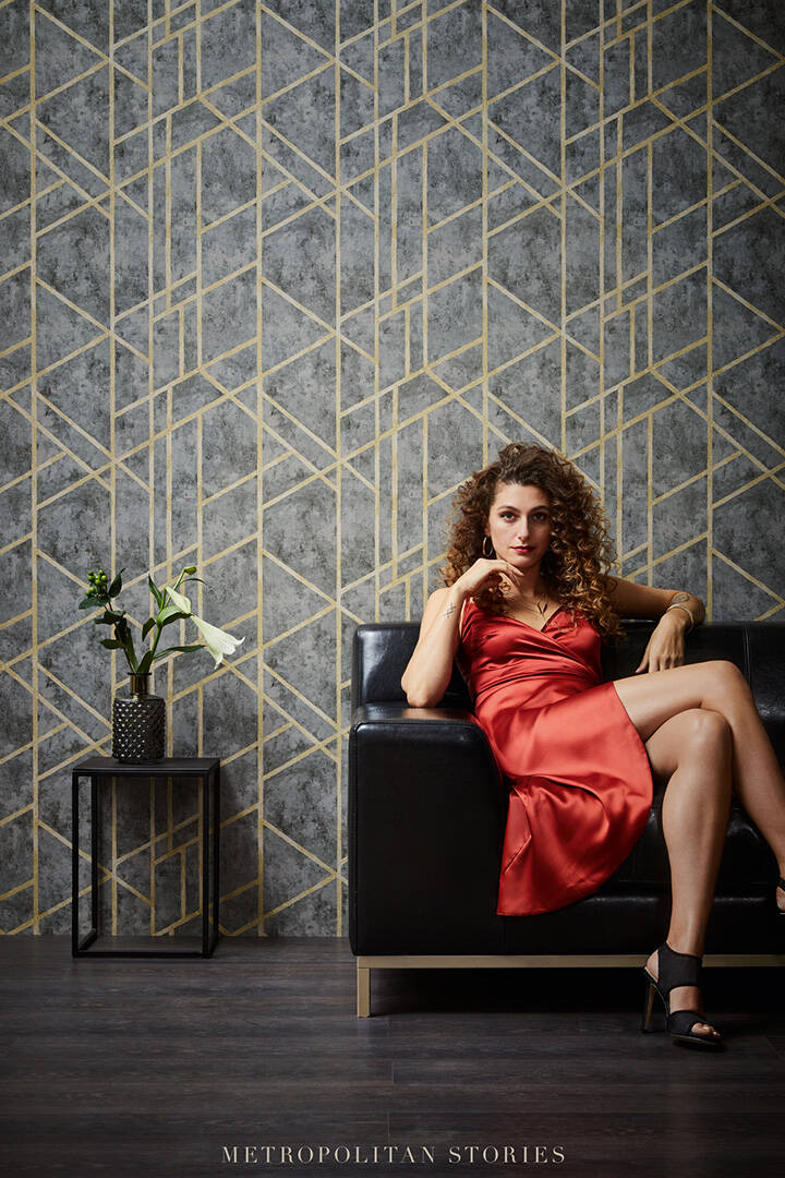 media image for Merida Deco Wallpaper in Grey and Gold by BD Wall 256