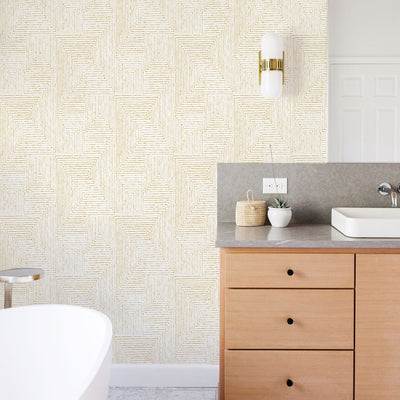 product image of Merritt Geometric Wallpaper in Honey from the Scott Living Collection by Brewster Home Fashions 579
