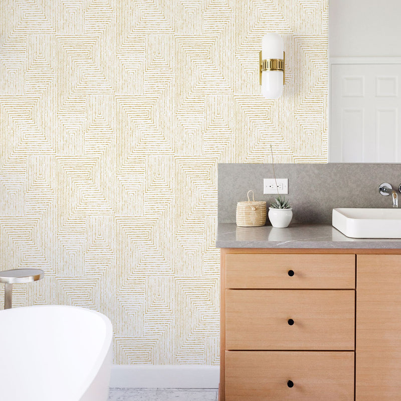 media image for Merritt Geometric Wallpaper in Honey from the Scott Living Collection by Brewster Home Fashions 284