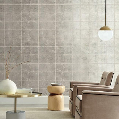 product image of Metal Leaf Squares Wallpaper in Glint from the Ronald Redding 24 Karat Collection by York Wallcoverings 585