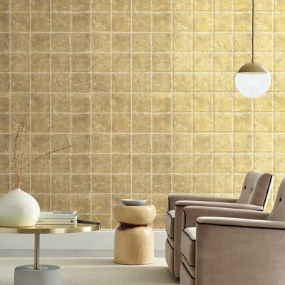 product image for Metal Leaf Squares Wallpaper in Gold from the Ronald Redding 24 Karat Collection by York Wallcoverings 50