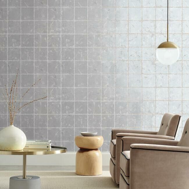 media image for Metal Leaf Squares Wallpaper in Silver from the Ronald Redding 24 Karat Collection by York Wallcoverings 281