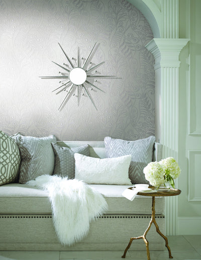 product image of Modern Fern Wallpaper in Silver on White from the Breathless Collection by Candice Olson for York Wallcoverings 559
