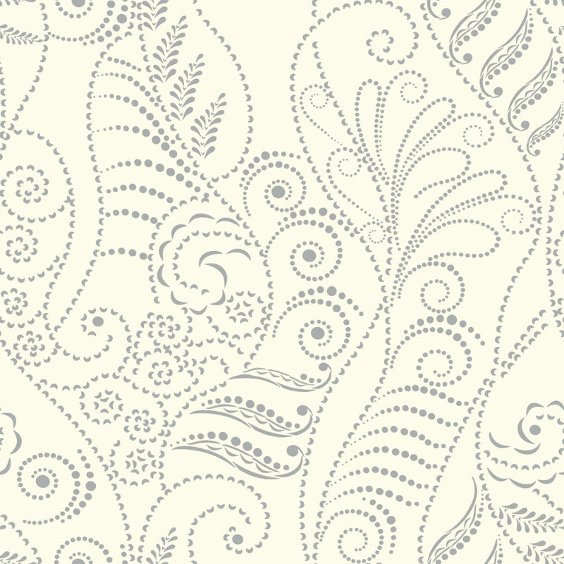 media image for Modern Fern Wallpaper in Silver on White from the Breathless Collection by Candice Olson for York Wallcoverings 219