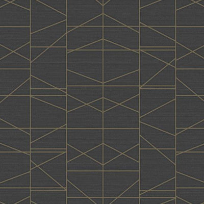 product image of Modern Perspective Wallpaper in Black and Gold from the Geometric Resource Collection by York Wallcoverings 573