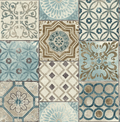 product image of Moroccan Tile Peel-and-Stick Wallpaper in Neutrals and Greys by NextWall 553