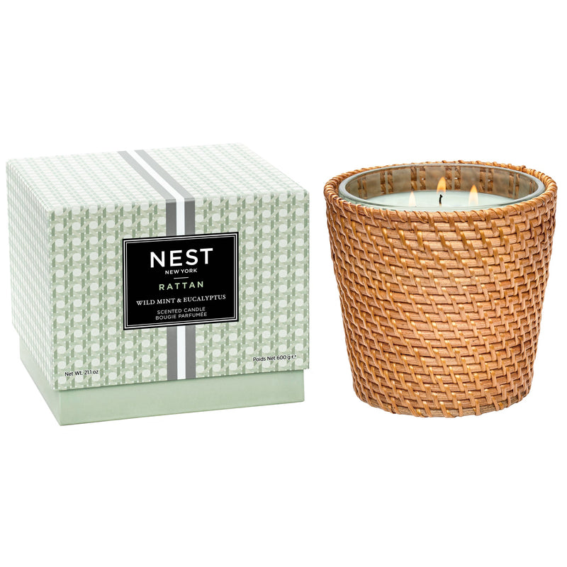 media image for Rattan Wild Mint & Eucalyptus 3-Wick Candle 223
