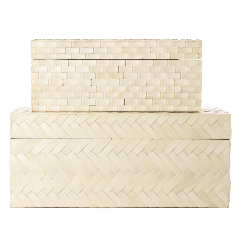 media image for set of 2 basketweave bone boxes design by tozai 1 224