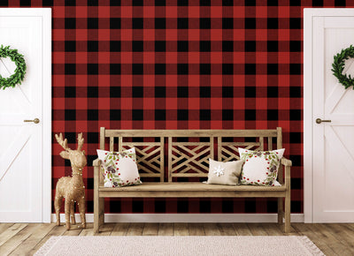 product image for Buffalo Plaid Wallpaper in Red and Black by NextWall 74