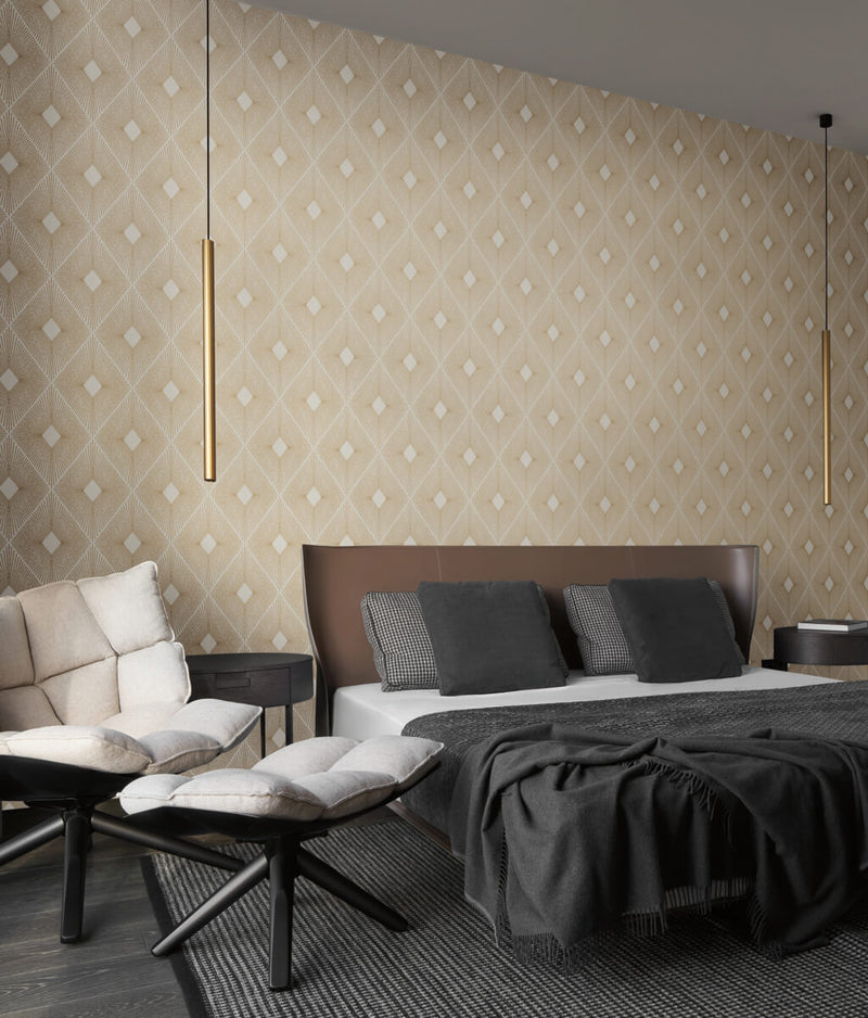 media image for Harlowe Wallpaper in White/Gold from the Modern Metals Second Edition 293