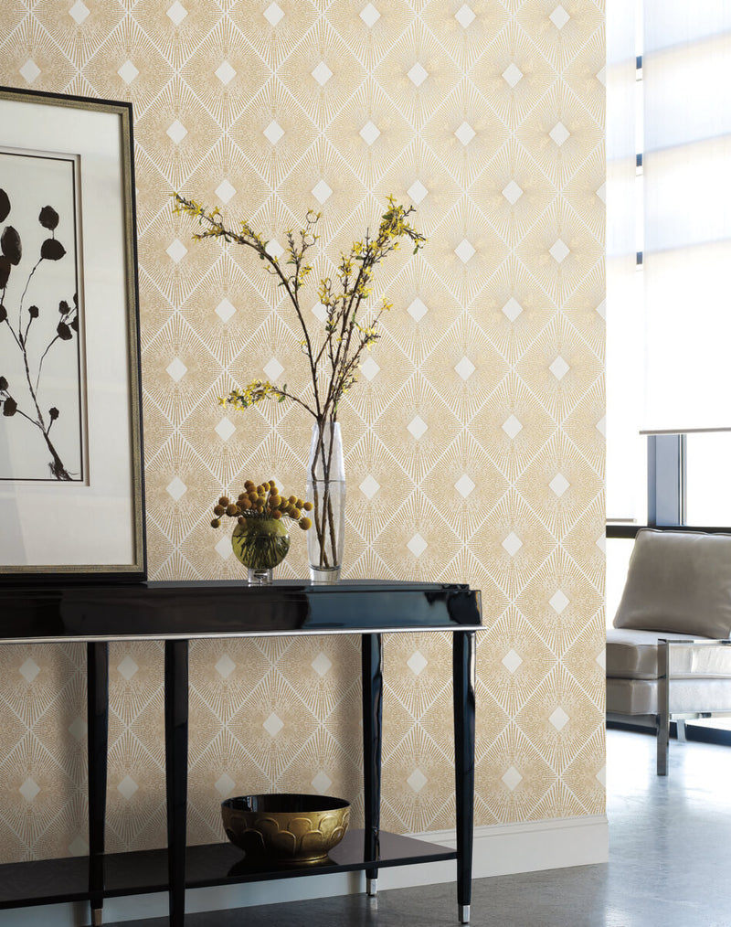 media image for Harlowe Wallpaper in White/Gold from the Modern Metals Second Edition 282