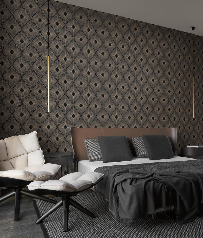 media image for Harlowe Wallpaper in Black/Gold from the Modern Metals Second Edition 297