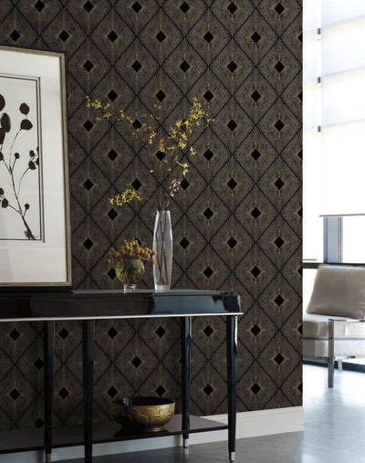 product image for Harlowe Wallpaper in Black/Gold from the Modern Metals Second Edition 74