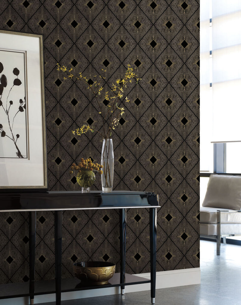 media image for Harlowe Wallpaper in Black/Gold from the Modern Metals Second Edition 275