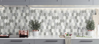 product image for Brushed Hex Tile Peel-and-Stick Wallpaper in Icy Grey and Nickel by NextWall 40