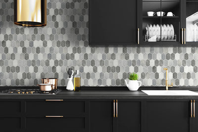 product image for Brushed Hex Tile Peel-and-Stick Wallpaper in Pavestone and Chrome by NextWall 9