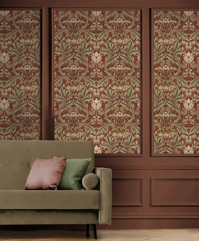 product image for Acanthus Floral Peel & Stick Wallpaper in Red Clay & Lichen 33