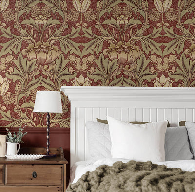 product image for Acanthus Floral Peel & Stick Wallpaper in Red Clay & Lichen 16
