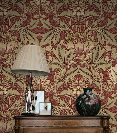 product image for Acanthus Floral Peel & Stick Wallpaper in Red Clay & Lichen 56