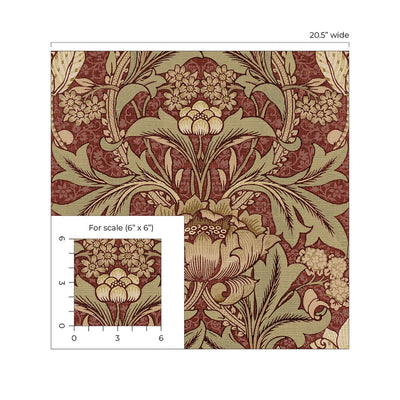 product image for Acanthus Floral Peel & Stick Wallpaper in Red Clay & Lichen 34
