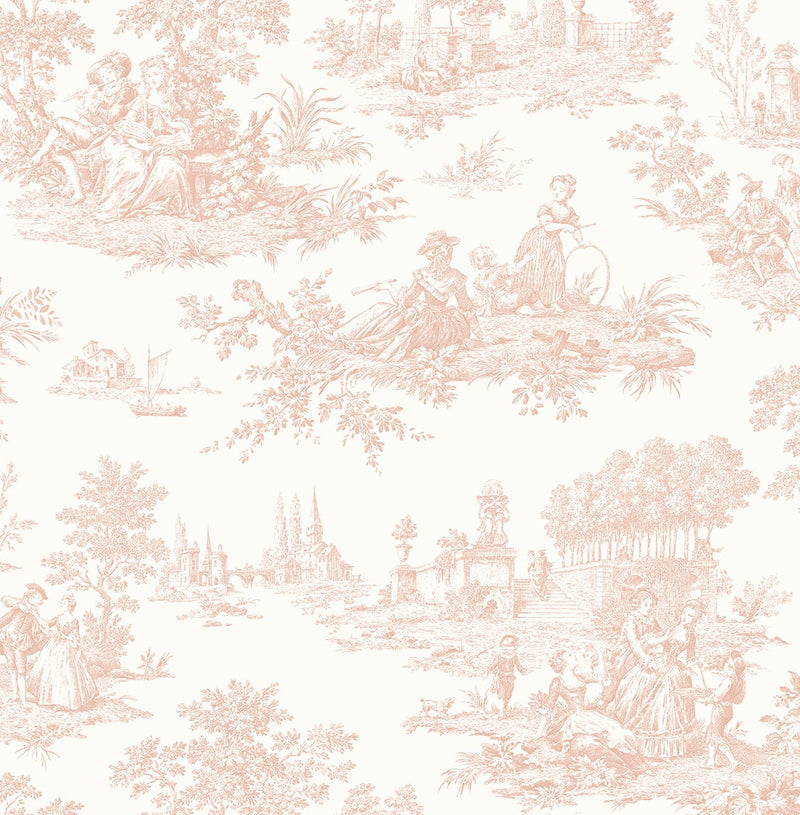 media image for Chateau Toile Blush Peel-and-Stick Wallpaper by NextWall 213