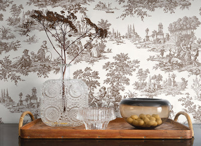 product image for Chateau Toile Sable Brown Peel-and-Stick Wallpaper by NextWall 13