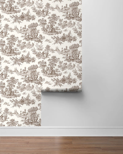 product image for Chateau Toile Sable Brown Peel-and-Stick Wallpaper by NextWall 50