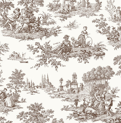 product image of Chateau Toile Sable Brown Peel-and-Stick Wallpaper by NextWall 542