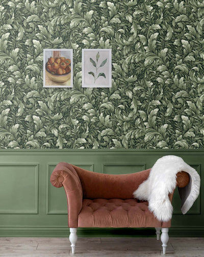 product image for Acanthus Trail Forest Green Peel-and-Stick Wallpaper by NextWall 58