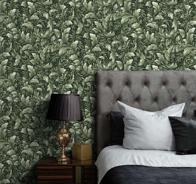 product image for Acanthus Trail Forest Green Peel-and-Stick Wallpaper by NextWall 2