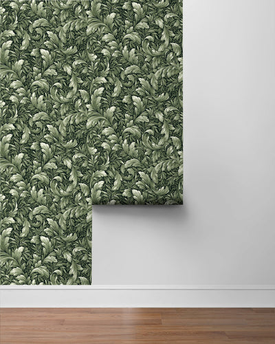 product image for Acanthus Trail Forest Green Peel-and-Stick Wallpaper by NextWall 80