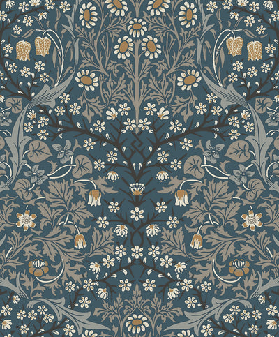 product image of Victorian Garden Peel-and-Stick Wallpaper in Aegean Blue & Warm Stone 56