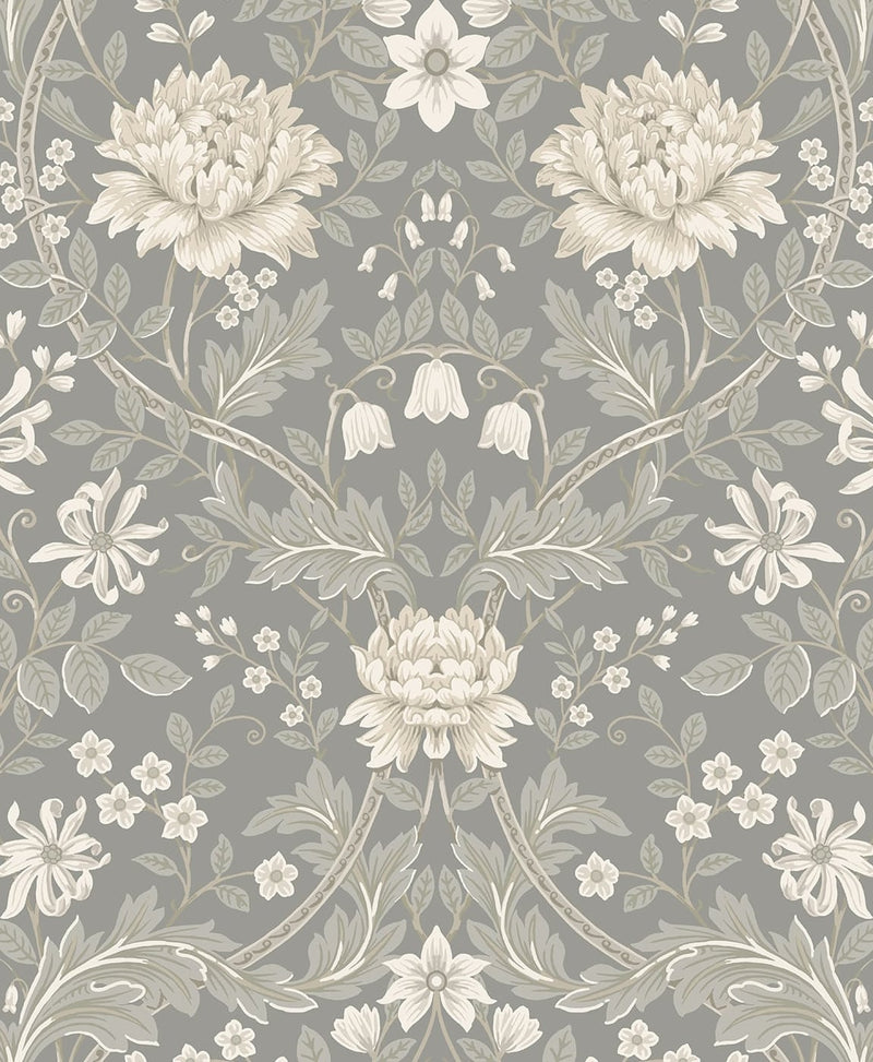 media image for Honeysuckle Trail Daydream Grey Peel-and-Stick Wallpaper by NextWall 273