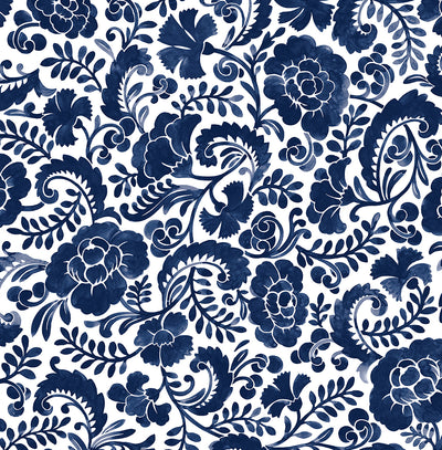 product image of Tonal Paisley Peel-and-Stick Wallpaper in Navy 55