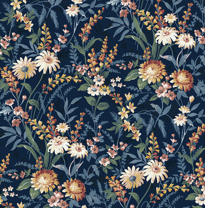 product image for Vintage Floral Peel-and-Stick Wallpaper in Navy Blue 44