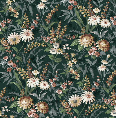 product image for Vintage Floral Peel-and-Stick Wallpaper in Forest Green 83