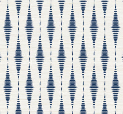 product image for Striped Ikat Peel-and-Stick Wallpaper in Navy Blue & Linen 29