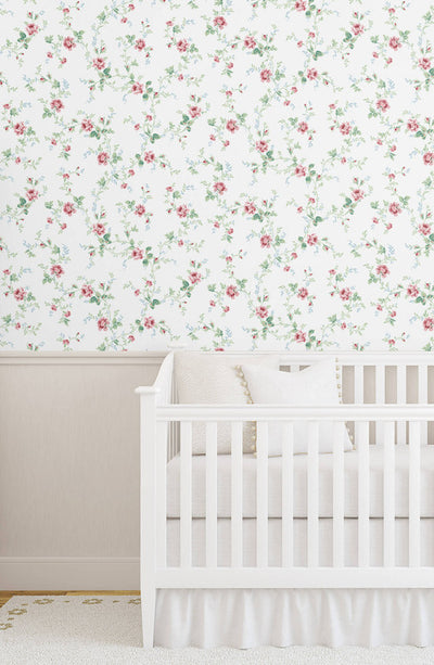 product image for Blossom Floral Trail Peel & Stick Wallpaper in Blush & Spearmint 72